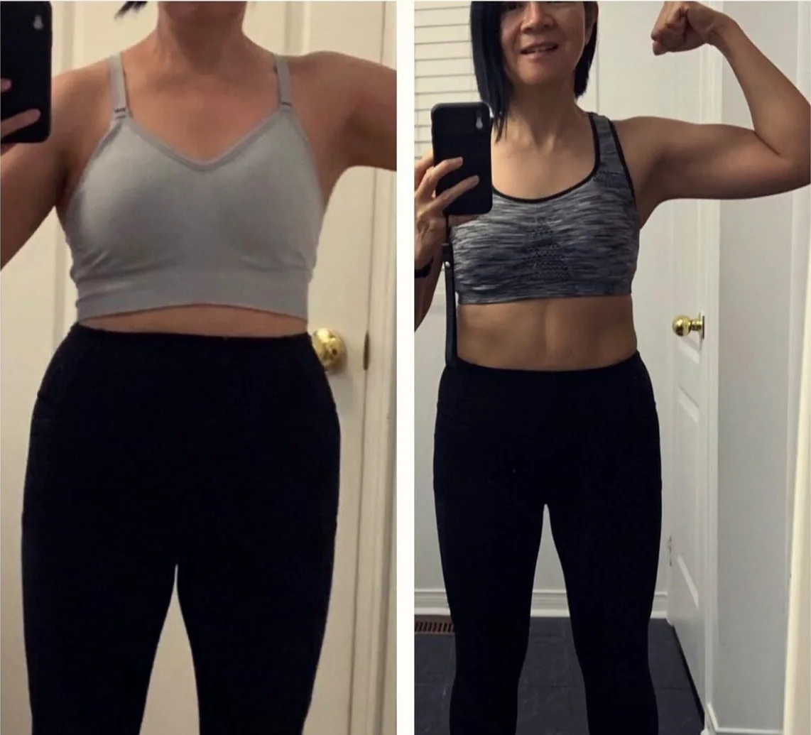 Toronto Body Mechanic client before-and-after front-view fitness comparison