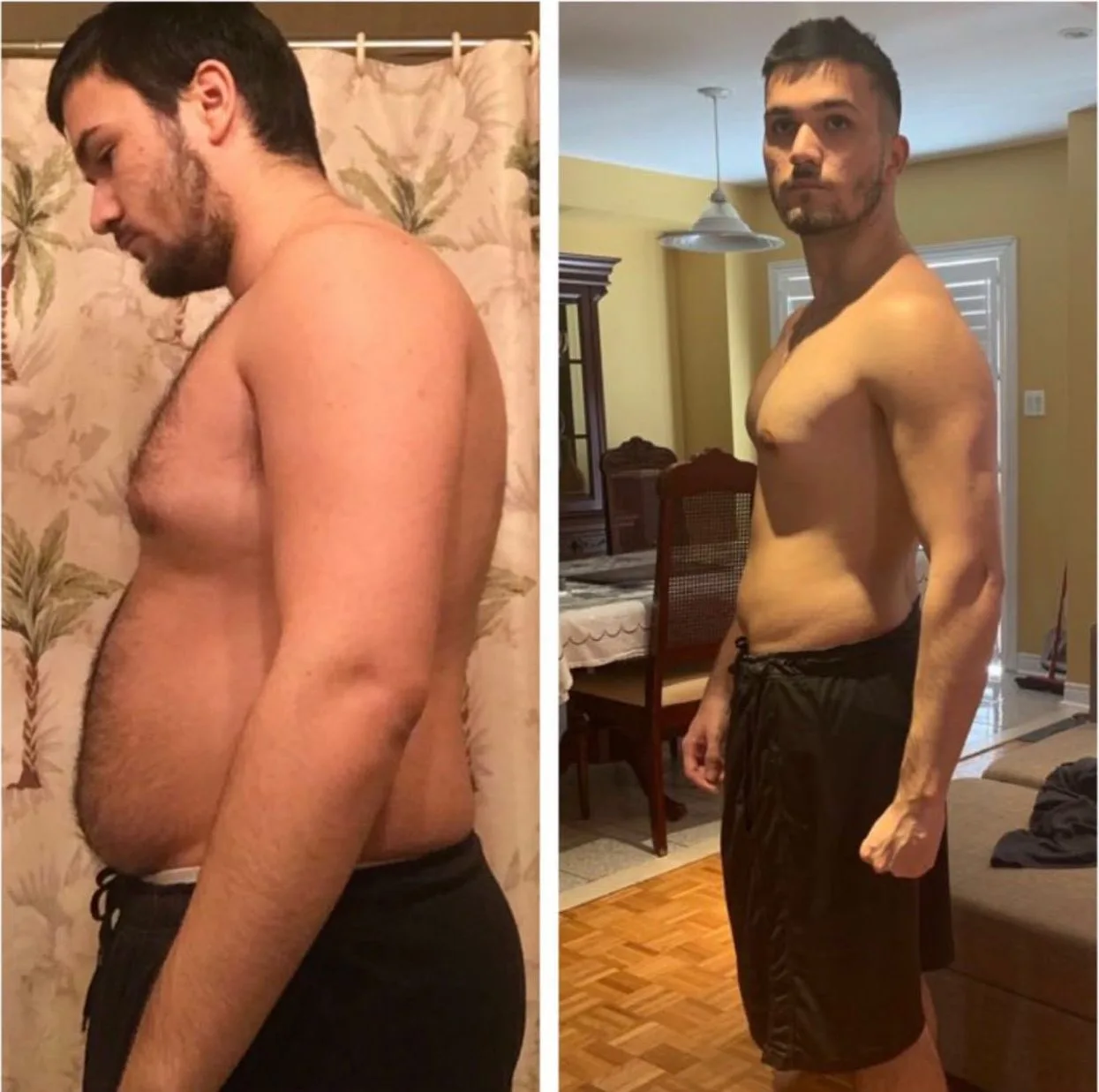 Toronto Body Mechanic client before-and-after side-view body transformation