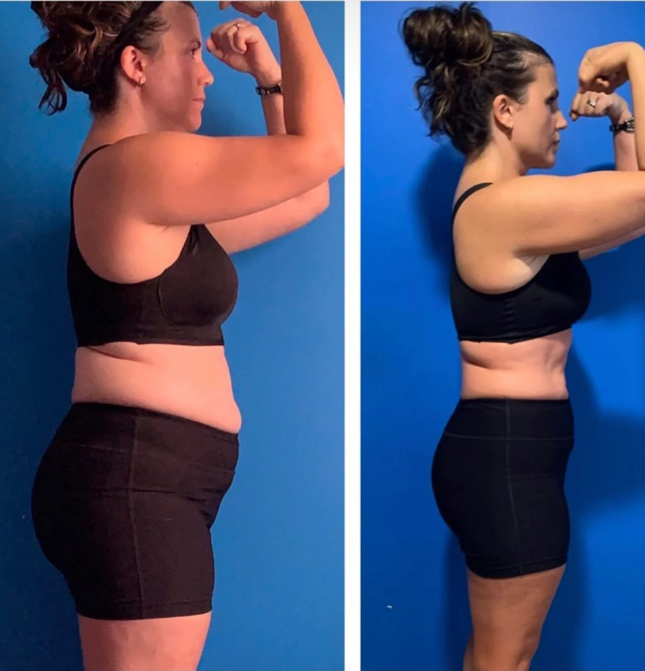Toronto Body Mechanic client before-and-after side-view fitness comparison
