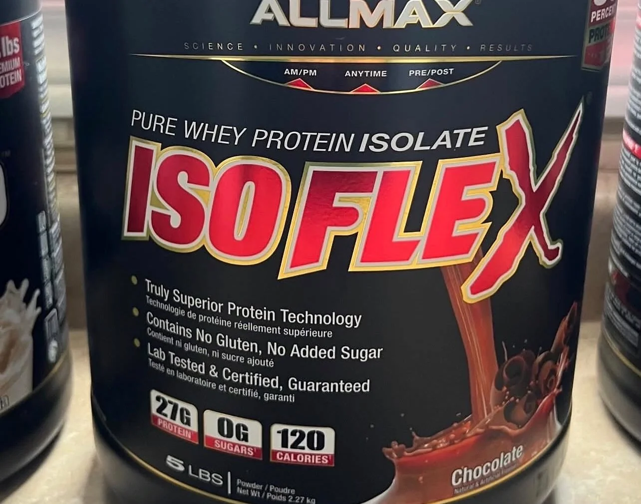ALLMAX Isoflex chocolate whey protein at the studio